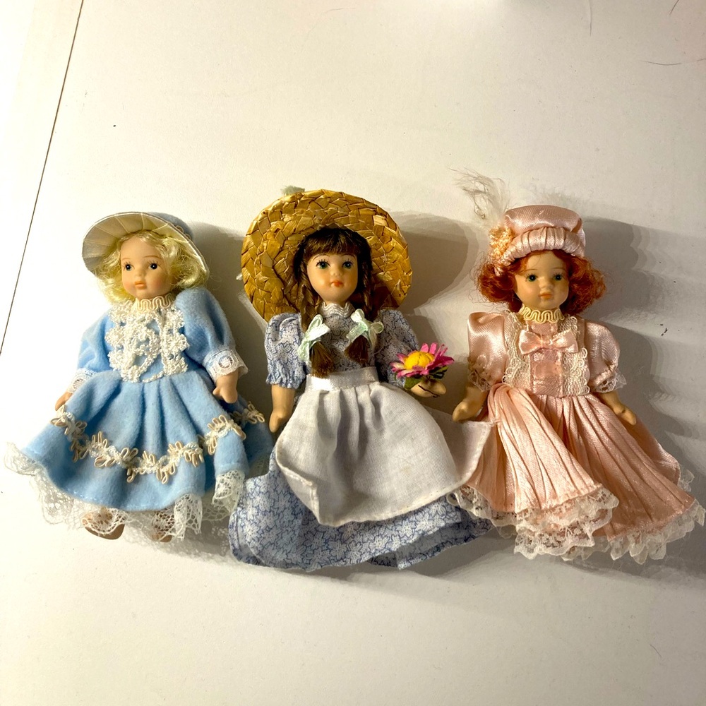 Lot of 3 Porcelain Mini Dolls